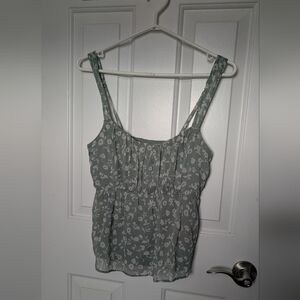 Abercrombie & Fitch | Green Floral Ruched Babydoll Tank Top | Size M | NWT